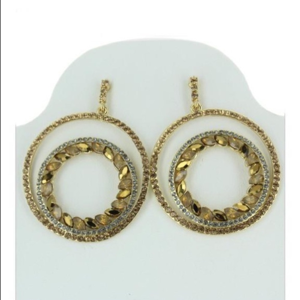Beautiful gold & bronze circle earrings